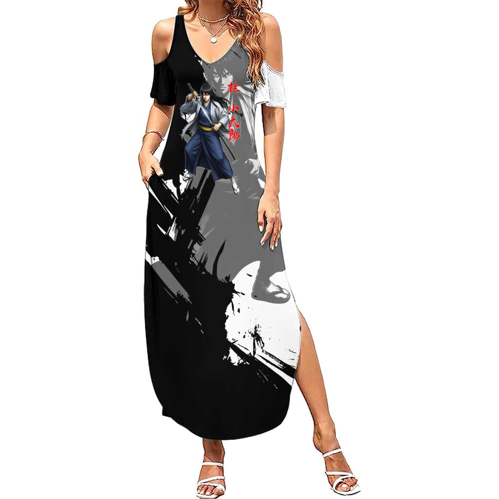 Kotaro Katsura Summer Maxi Dress Traditional Samurai Ink Style