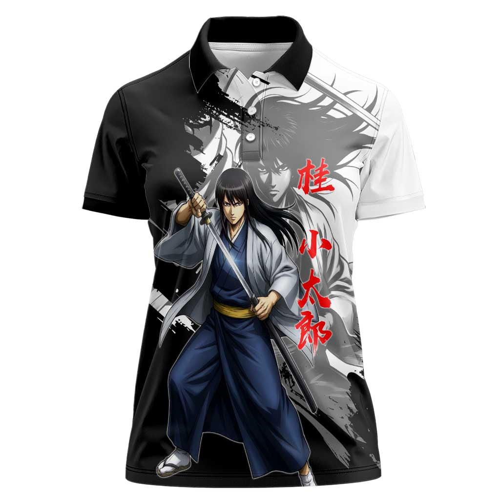 Kotaro Katsura Women Polo Shirt Traditional Samurai Ink Style