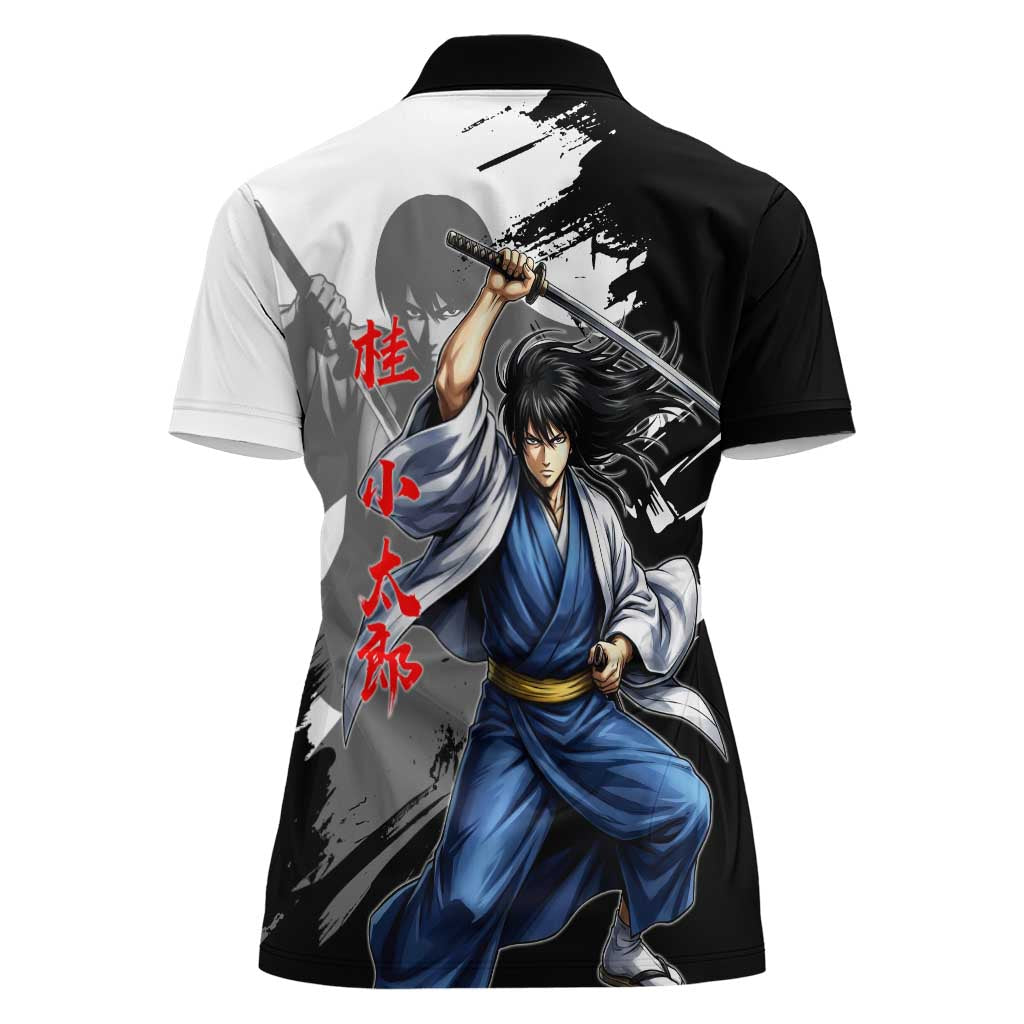 Kotaro Katsura Women Polo Shirt Traditional Samurai Ink Style