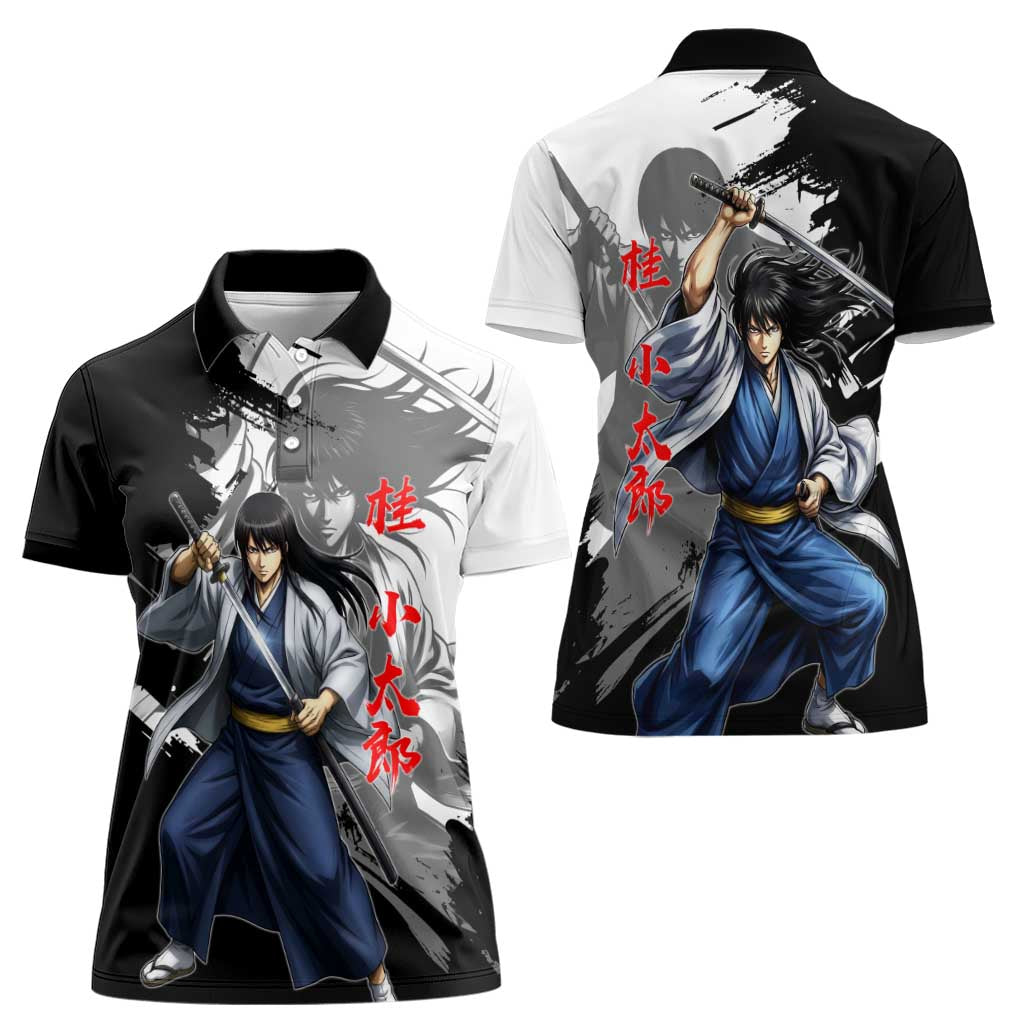 Kotaro Katsura Women Polo Shirt Traditional Samurai Ink Style