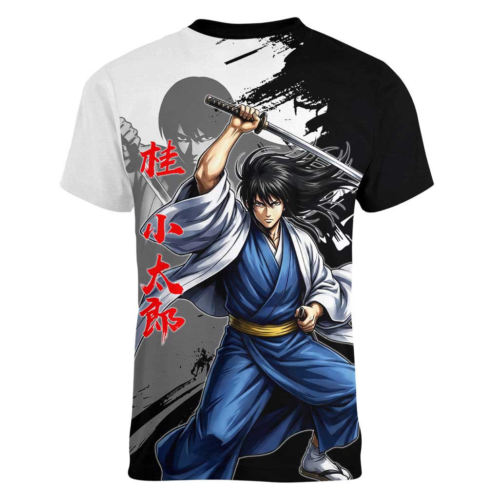 Kotaro Katsura Women V-Neck T-Shirt Traditional Samurai Ink Style
