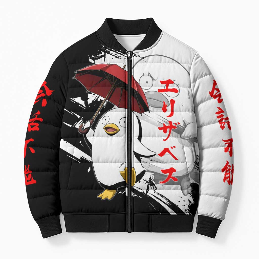Elizabeth Bomber Puffer Jacket Comic Parody Ink Splash Style