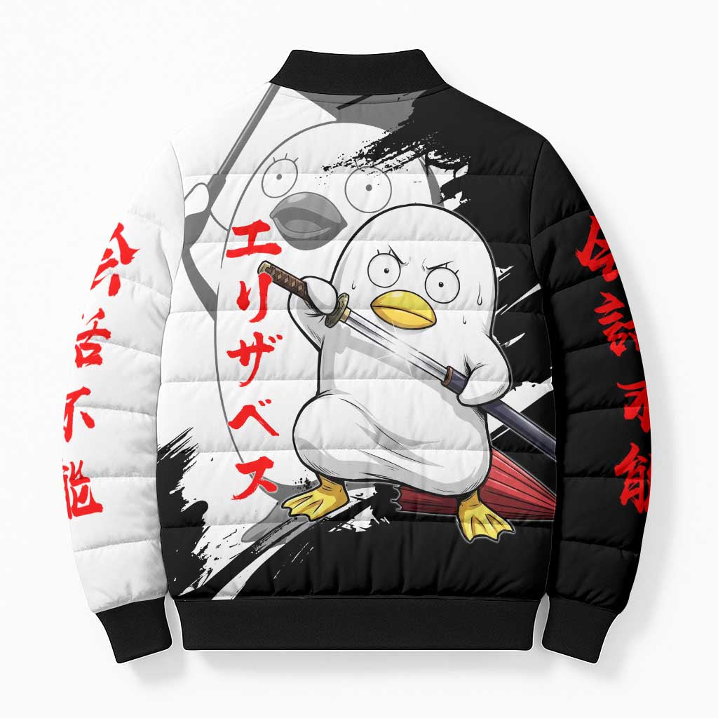 Elizabeth Bomber Puffer Jacket Comic Parody Ink Splash Style