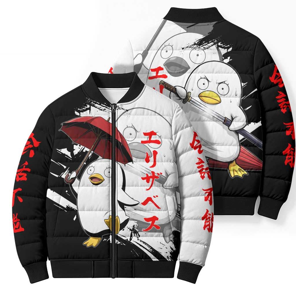 Elizabeth Bomber Puffer Jacket Comic Parody Ink Splash Style