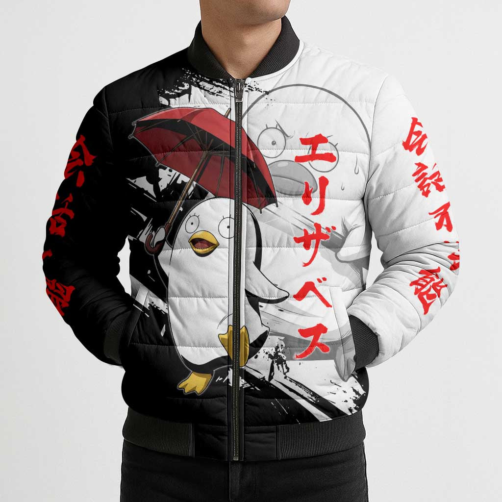 Elizabeth Bomber Puffer Jacket Comic Parody Ink Splash Style
