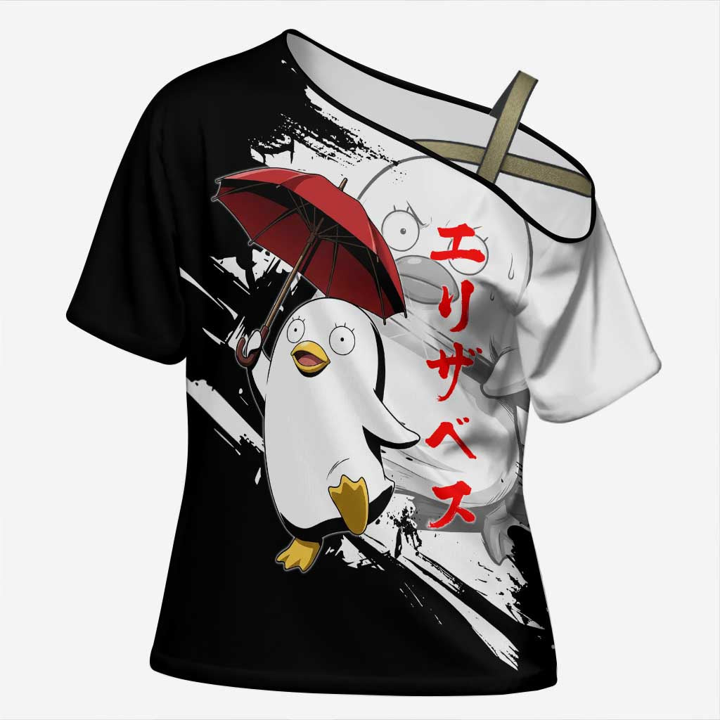 Elizabeth Cross Shoulder Shirt Comic Parody Ink Splash Style