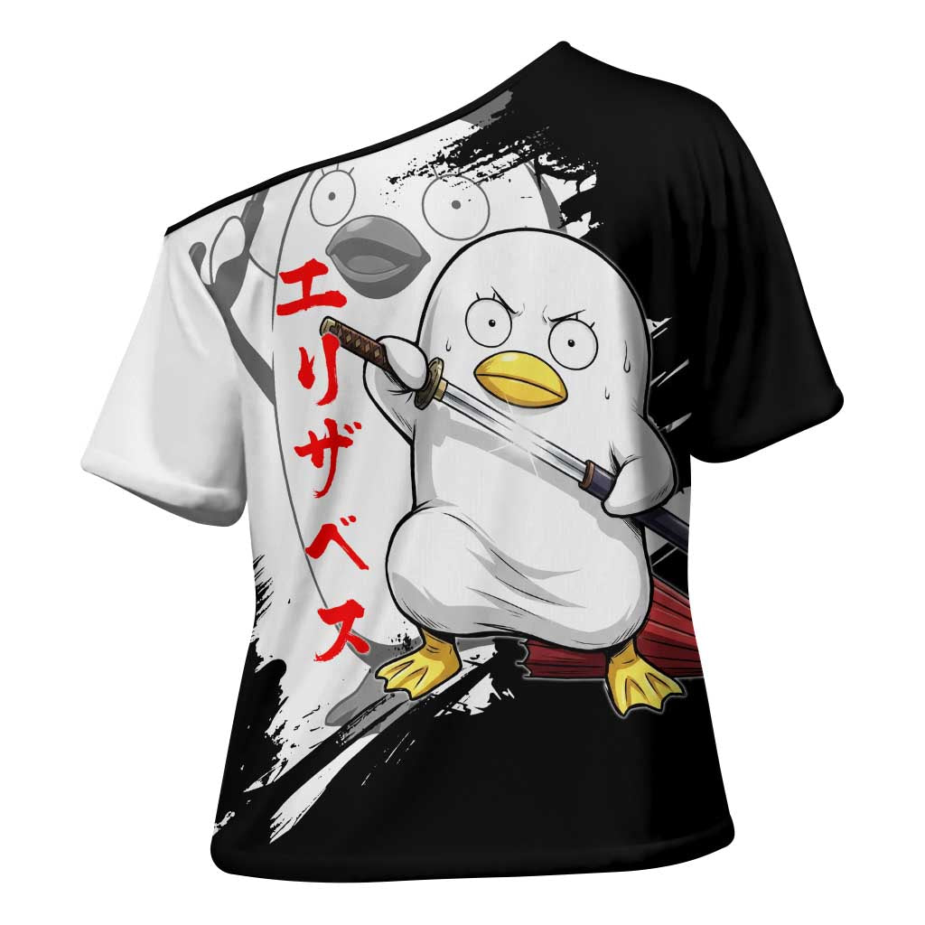 Elizabeth Cross Shoulder Shirt Comic Parody Ink Splash Style