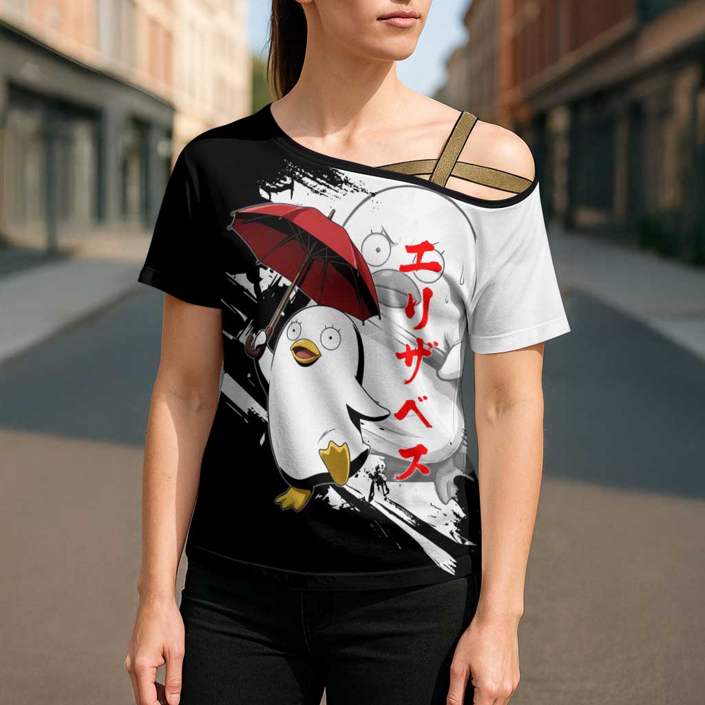 Elizabeth Cross Shoulder Shirt Comic Parody Ink Splash Style