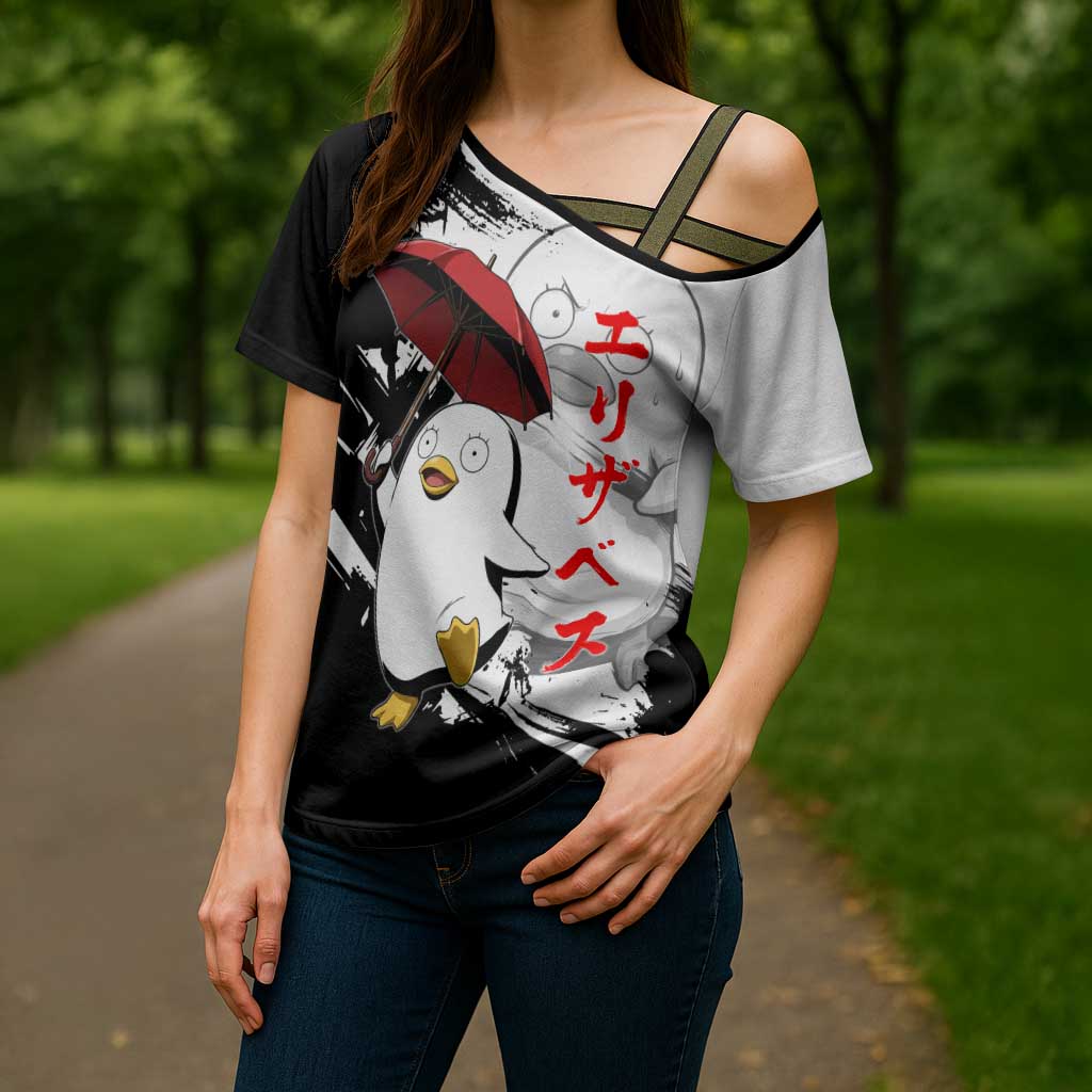 Elizabeth Cross Shoulder Shirt Comic Parody Ink Splash Style
