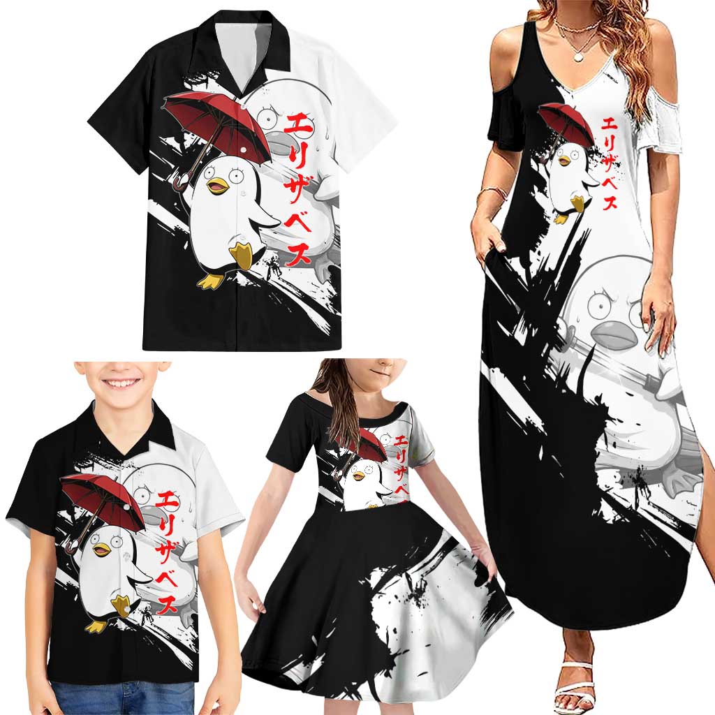 Elizabeth Family Matching Summer Maxi Dress and Hawaiian Shirt Comic Parody Ink Splash Style