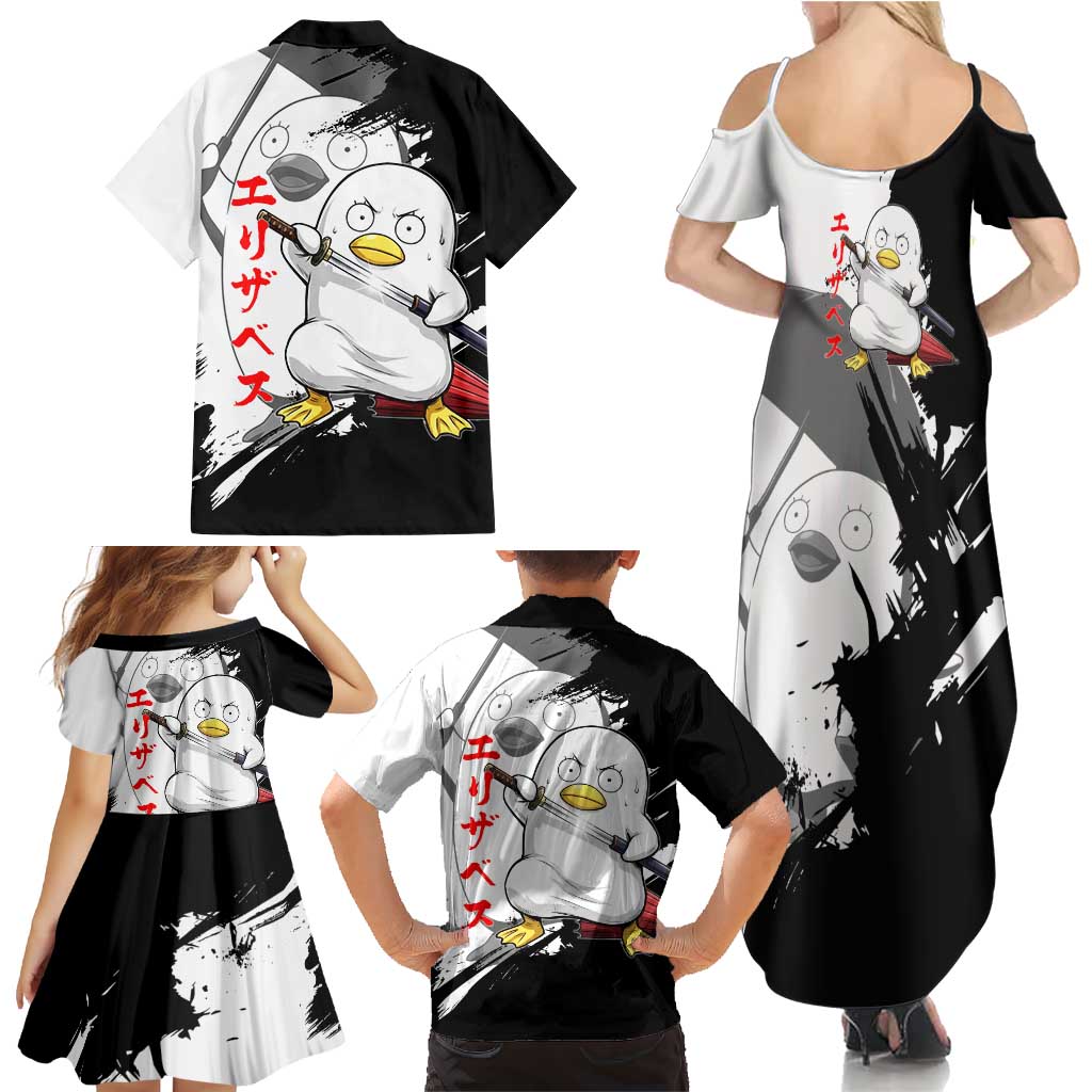 Elizabeth Family Matching Summer Maxi Dress and Hawaiian Shirt Comic Parody Ink Splash Style