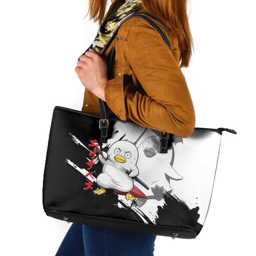 Elizabeth Leather Tote Bag Comic Parody Ink Splash Style
