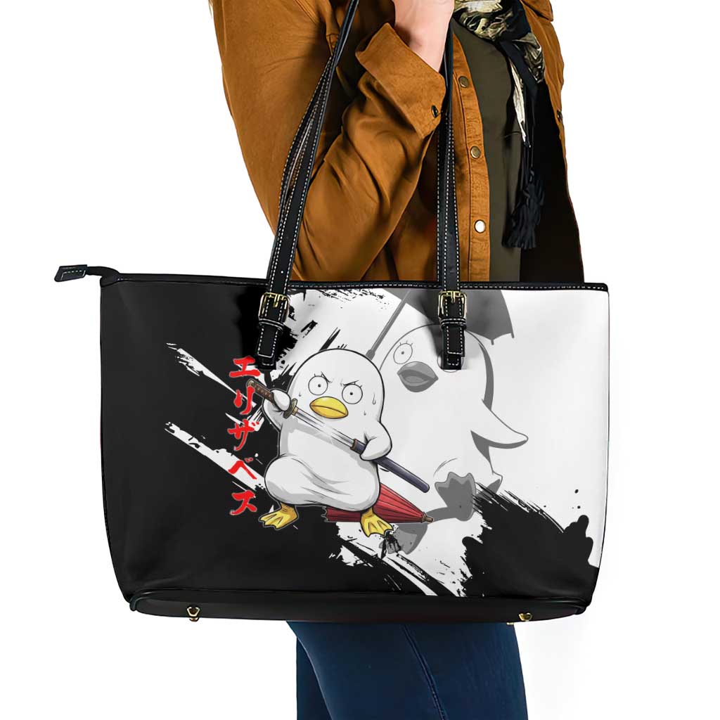 Elizabeth Leather Tote Bag Comic Parody Ink Splash Style