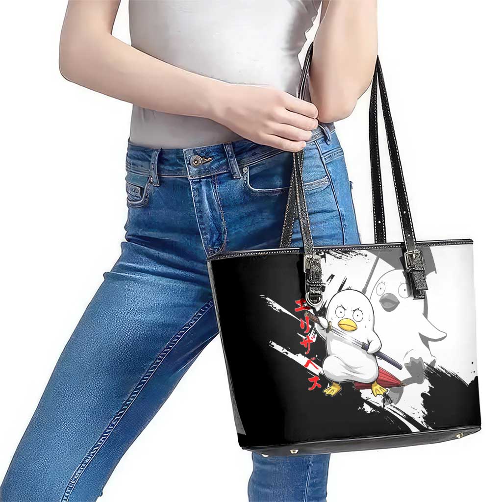 Elizabeth Leather Tote Bag Comic Parody Ink Splash Style