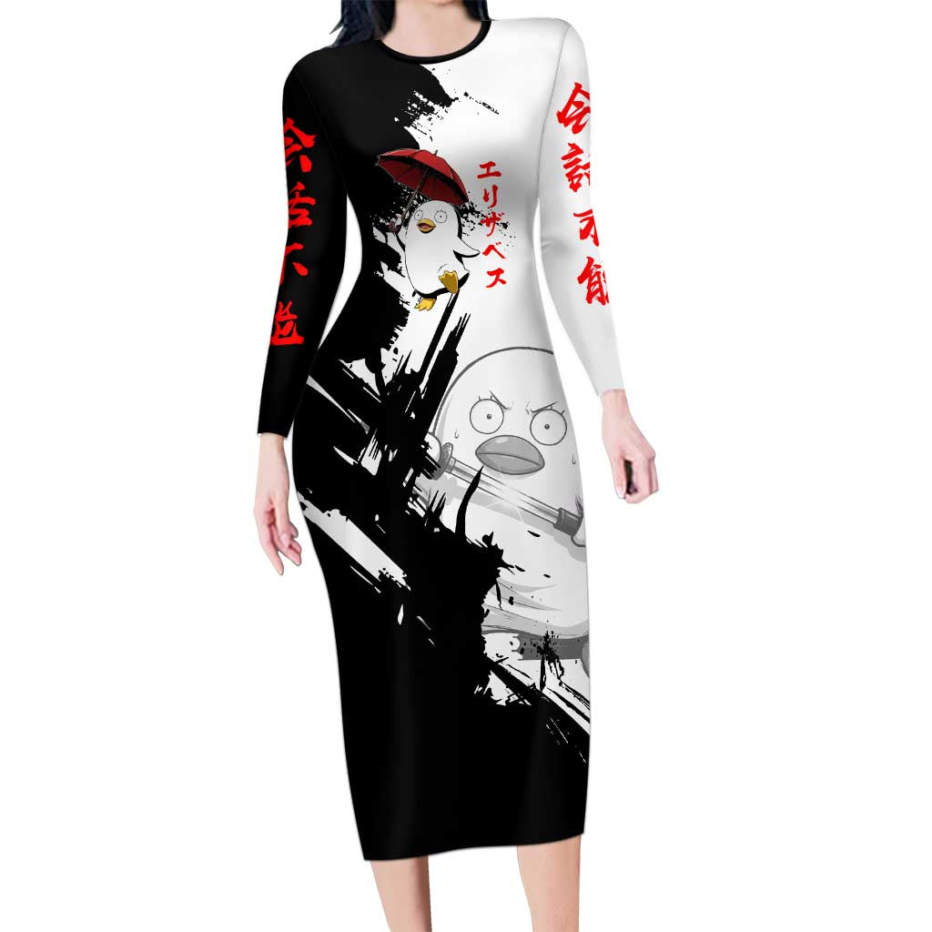 Elizabeth Long Sleeve Bodycon Dress Comic Parody Ink Splash Style