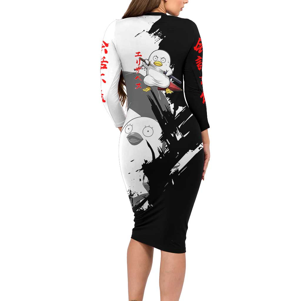 Elizabeth Long Sleeve Bodycon Dress Comic Parody Ink Splash Style