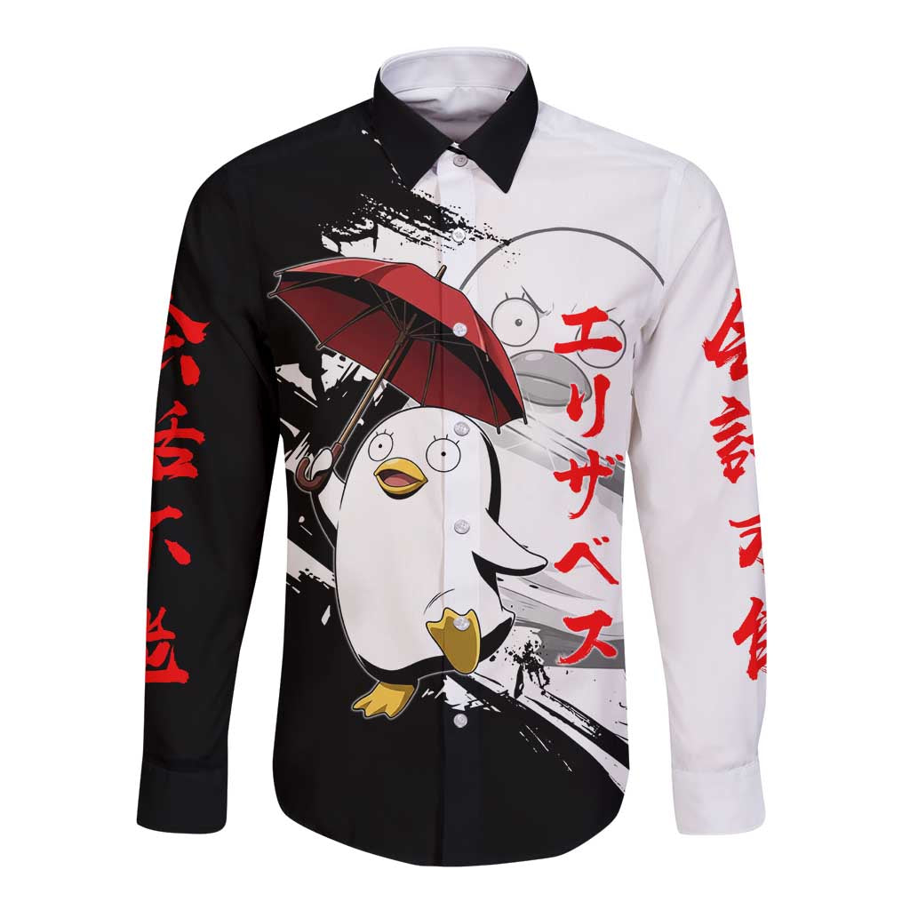Elizabeth Long Sleeve Button Shirt Comic Parody Ink Splash Style