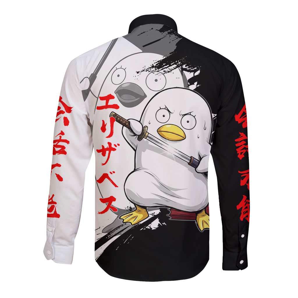 Elizabeth Long Sleeve Button Shirt Comic Parody Ink Splash Style