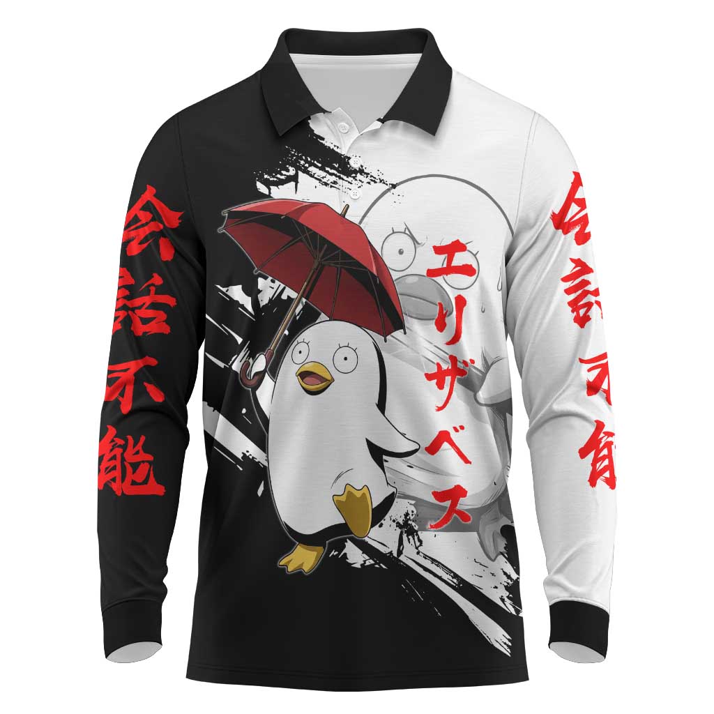 Elizabeth Long Sleeve Polo Shirt Comic Parody Ink Splash Style