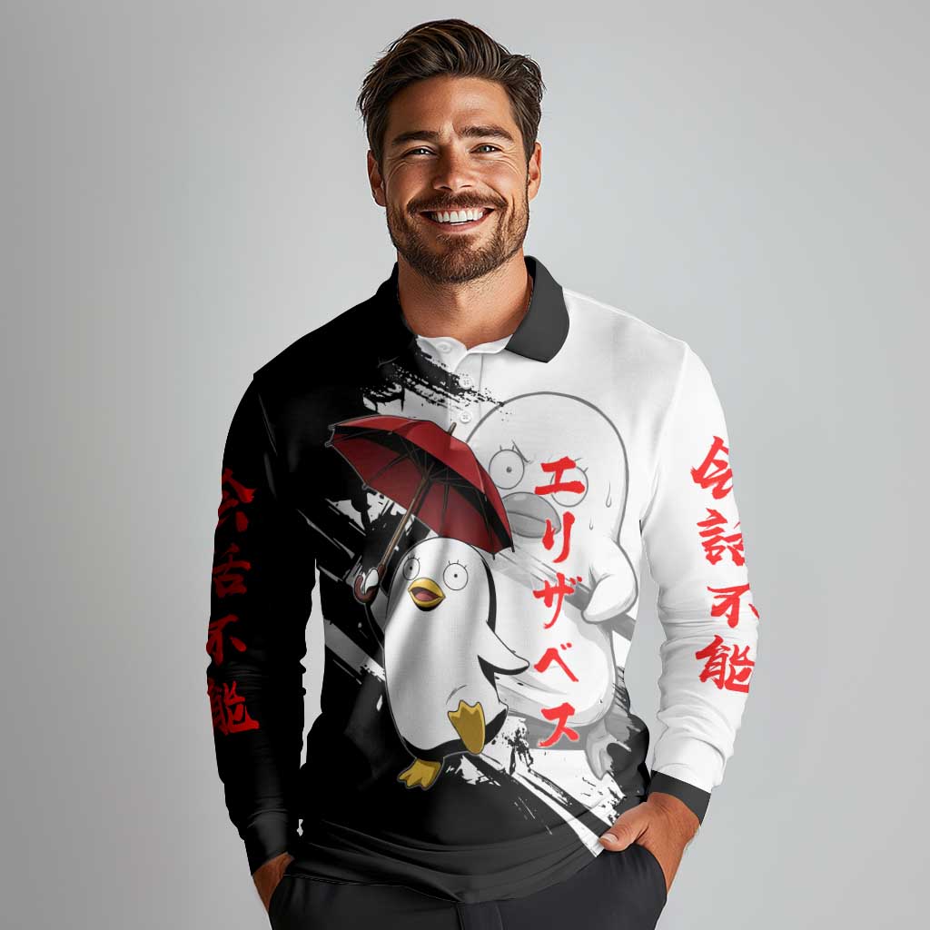 Elizabeth Long Sleeve Polo Shirt Comic Parody Ink Splash Style