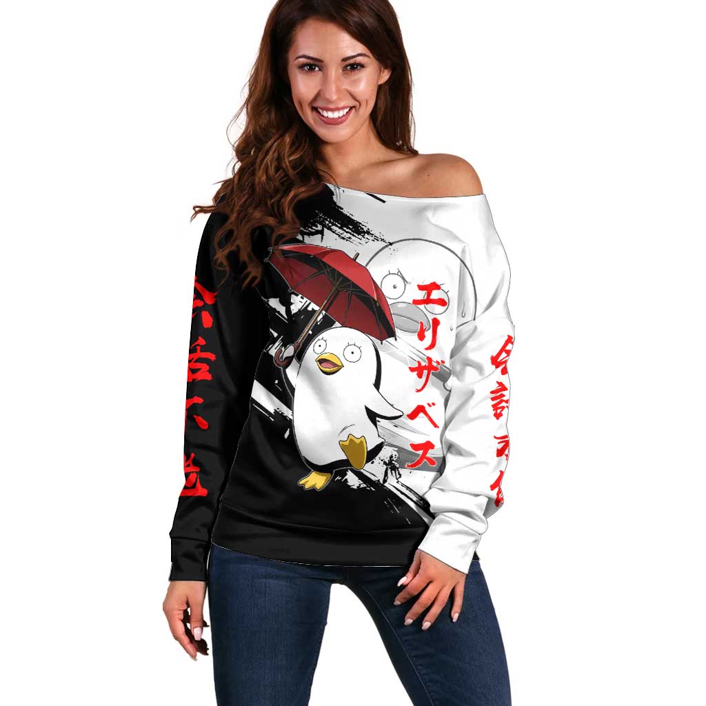 Elizabeth Off Shoulder Sweater Comic Parody Ink Splash Style