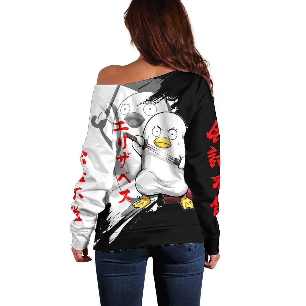 Elizabeth Off Shoulder Sweater Comic Parody Ink Splash Style