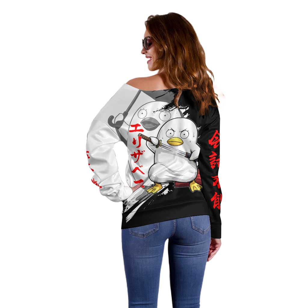 Elizabeth Off Shoulder Sweater Comic Parody Ink Splash Style