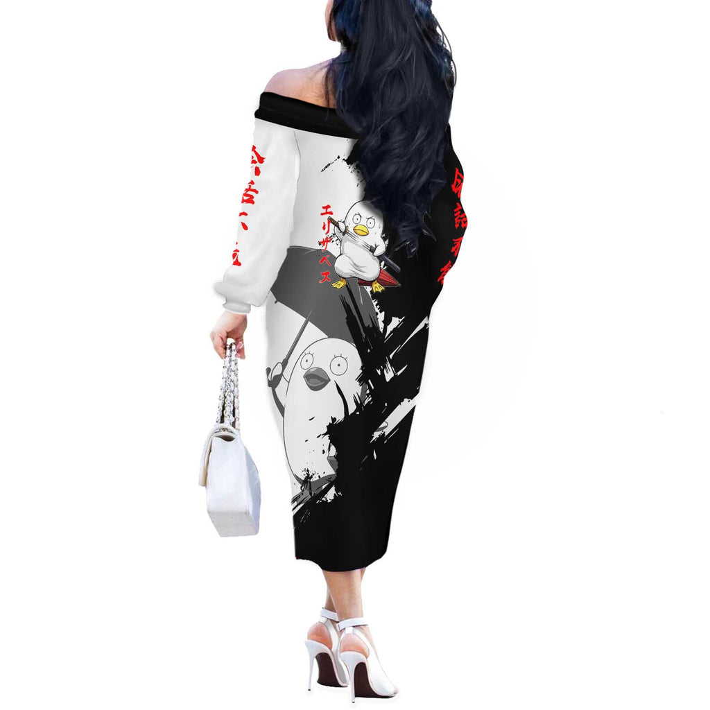 Elizabeth Off The Shoulder Long Sleeve Dress Comic Parody Ink Splash Style