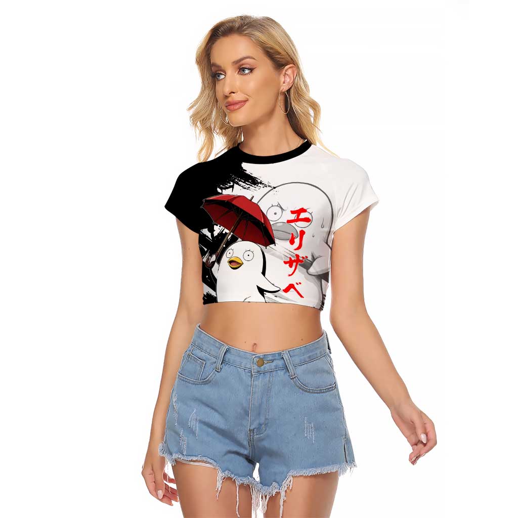 Elizabeth Raglan Cropped T Shirt Comic Parody Ink Splash Style
