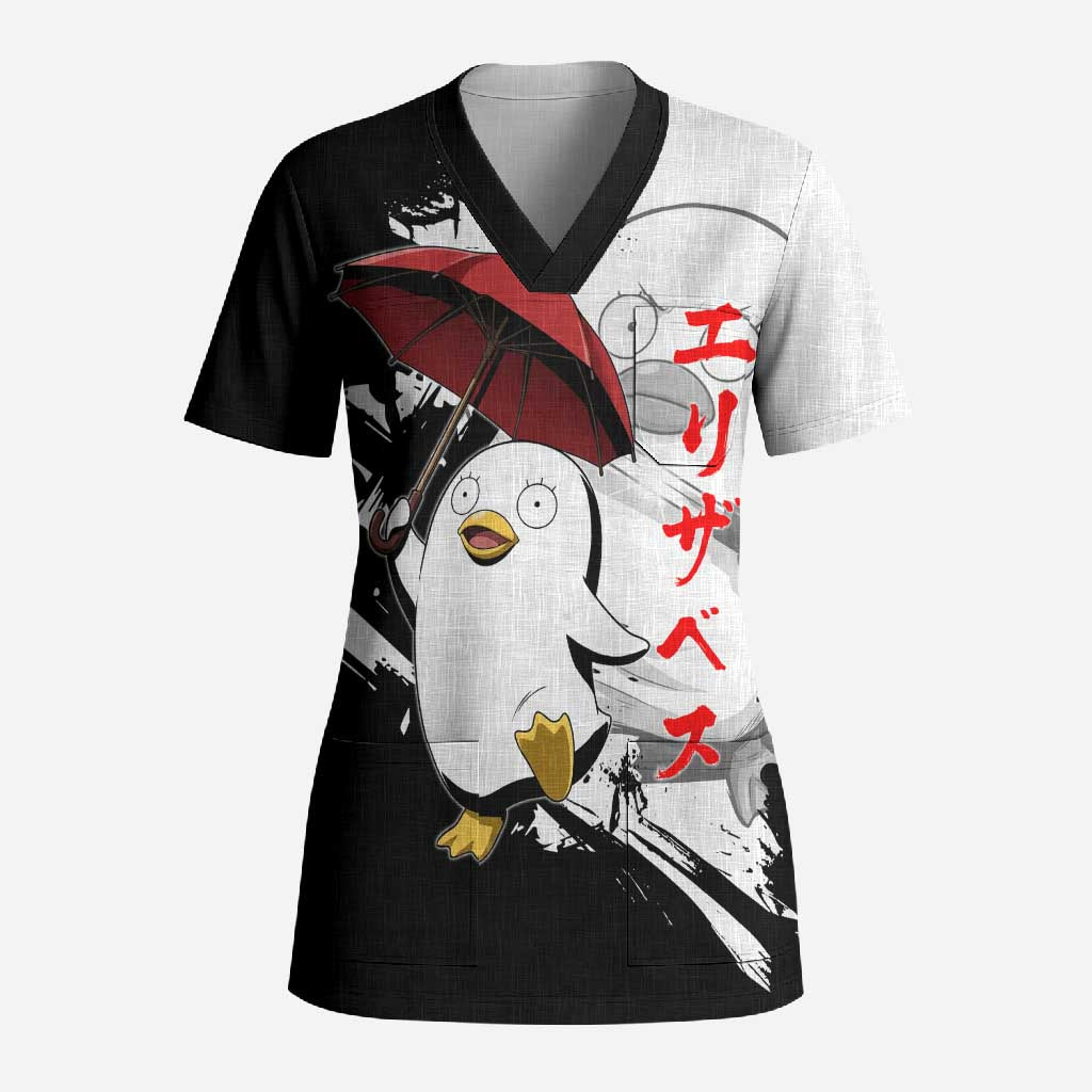 Elizabeth Scrub Top Comic Parody Ink Splash Style