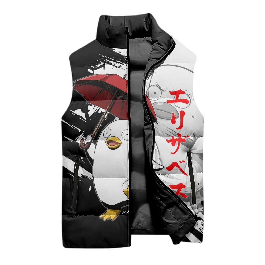 Elizabeth Sleeveless Puffer Jacket Comic Parody Ink Splash Style
