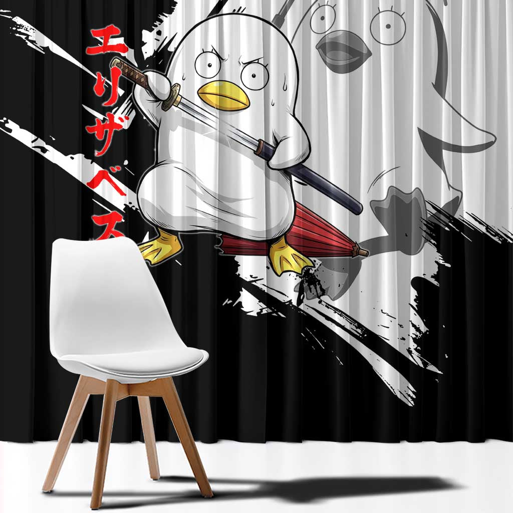 Elizabeth Window Curtain Comic Parody Ink Splash Style