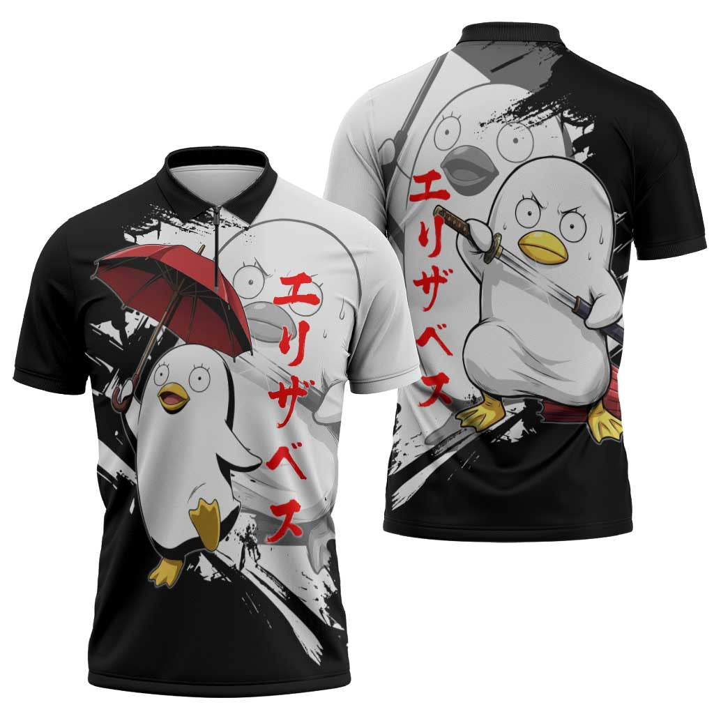 Elizabeth Zipper Polo Shirt Comic Parody Ink Splash Style