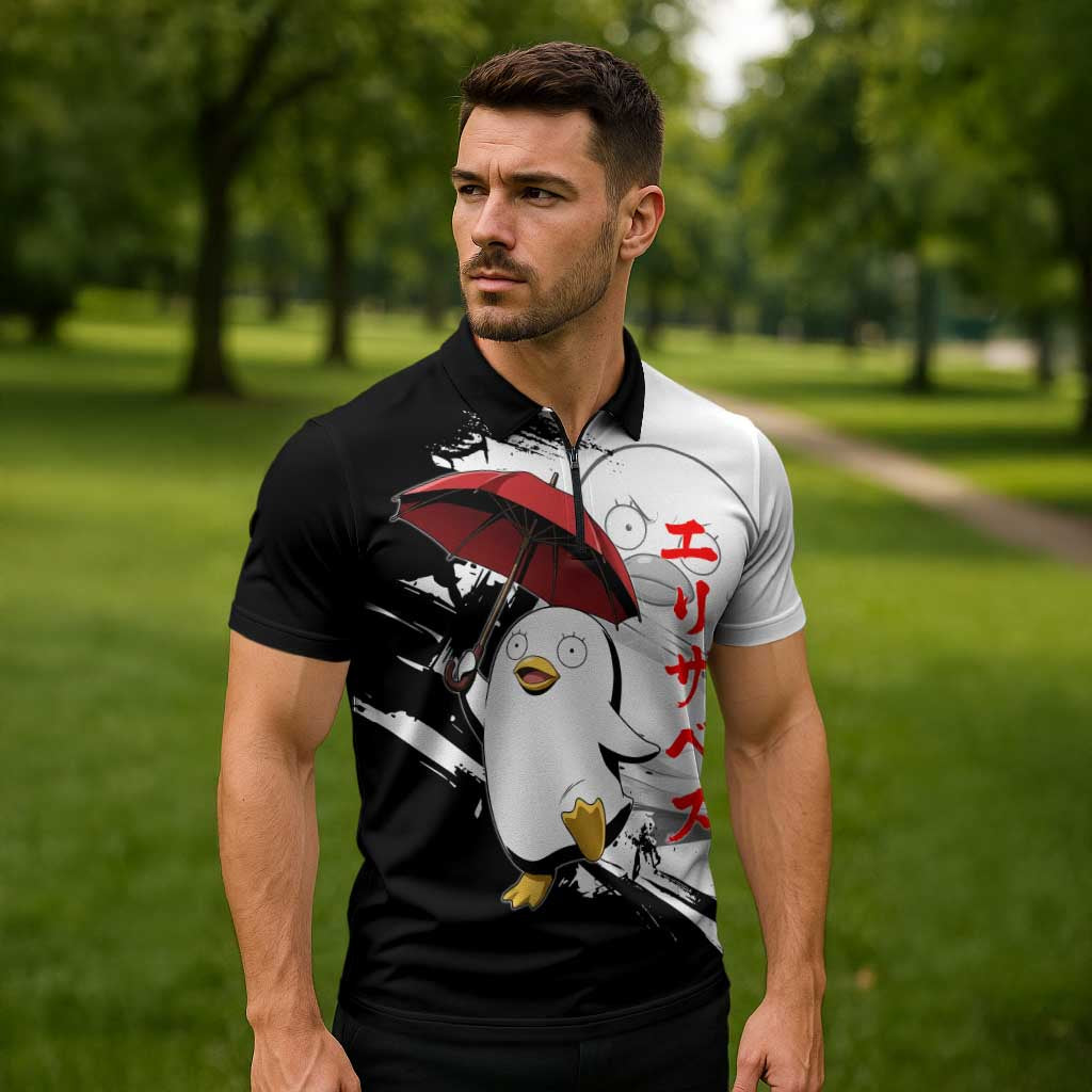 Elizabeth Zipper Polo Shirt Comic Parody Ink Splash Style