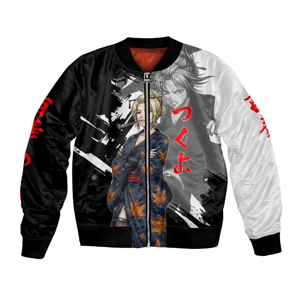Tsukuyo Bomber Jacket Edo Shinobi Ink Brush Style