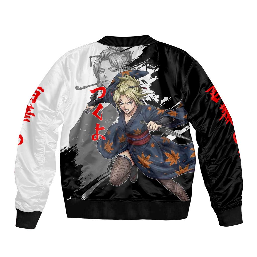 Tsukuyo Bomber Jacket Edo Shinobi Ink Brush Style