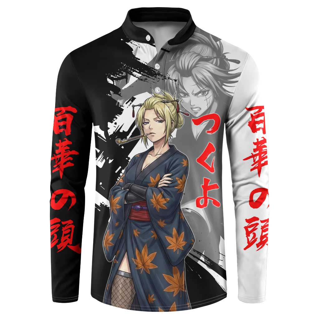 Tsukuyo Button Sweatshirt Edo Shinobi Ink Brush Style