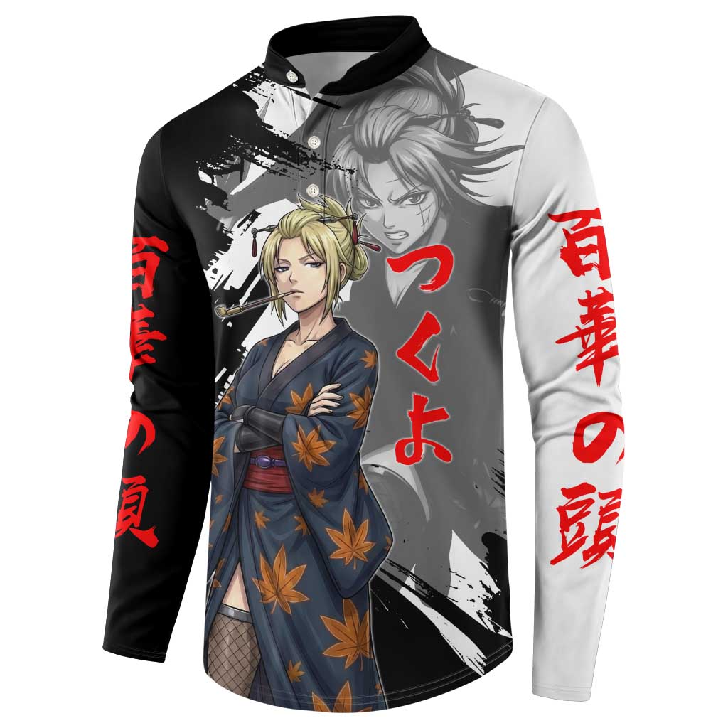 Tsukuyo Button Sweatshirt Edo Shinobi Ink Brush Style