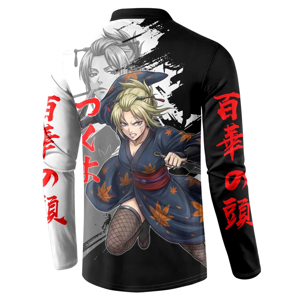 Tsukuyo Button Sweatshirt Edo Shinobi Ink Brush Style