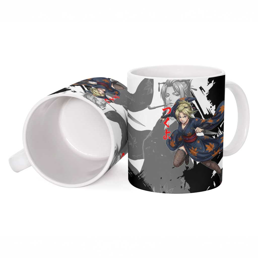 Tsukuyo Ceramic Mug Edo Shinobi Ink Brush Style