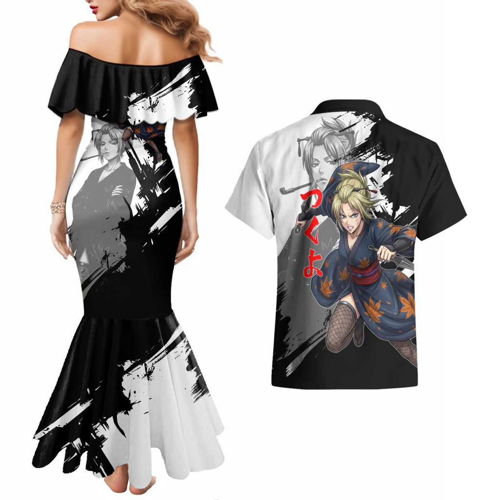 Tsukuyo Couples Matching Mermaid Dress and Hawaiian Shirt Edo Shinobi Ink Brush Style