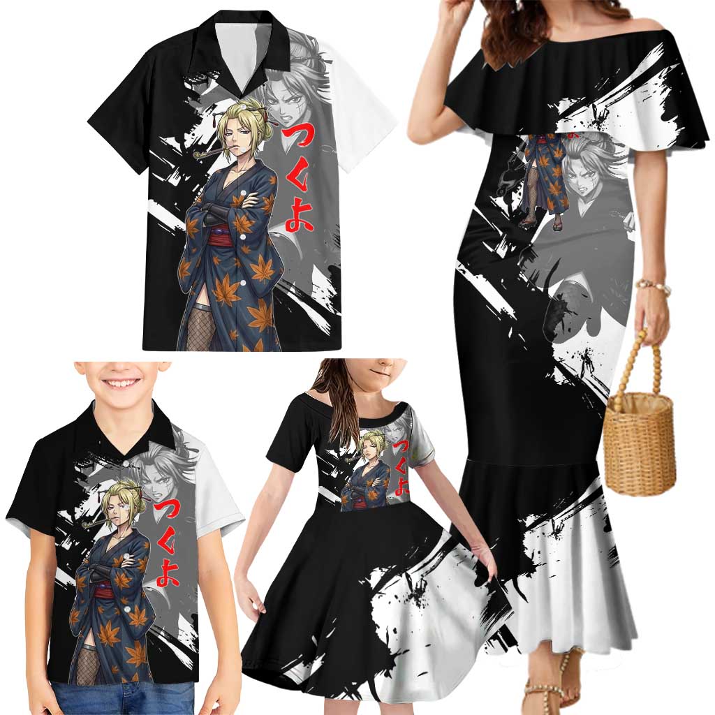 Tsukuyo Family Matching Mermaid Dress and Hawaiian Shirt Edo Shinobi Ink Brush Style