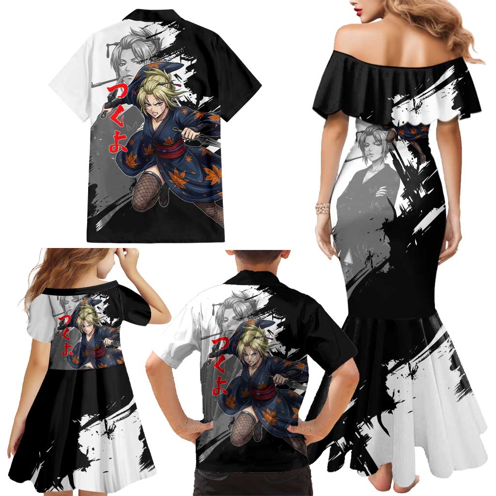 Tsukuyo Family Matching Mermaid Dress and Hawaiian Shirt Edo Shinobi Ink Brush Style