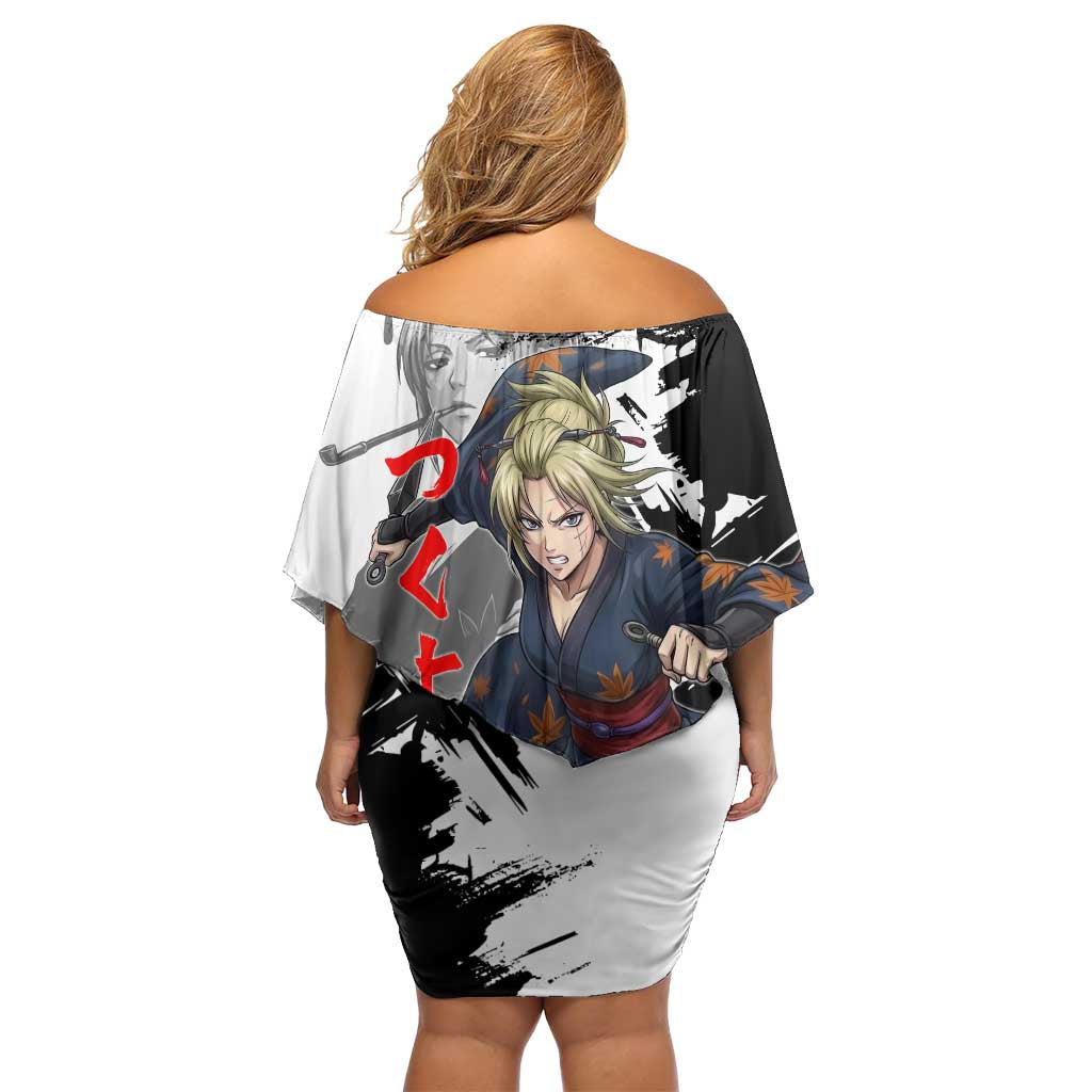 Tsukuyo Family Matching Off Shoulder Short Dress and Hawaiian Shirt Edo Shinobi Ink Brush Style