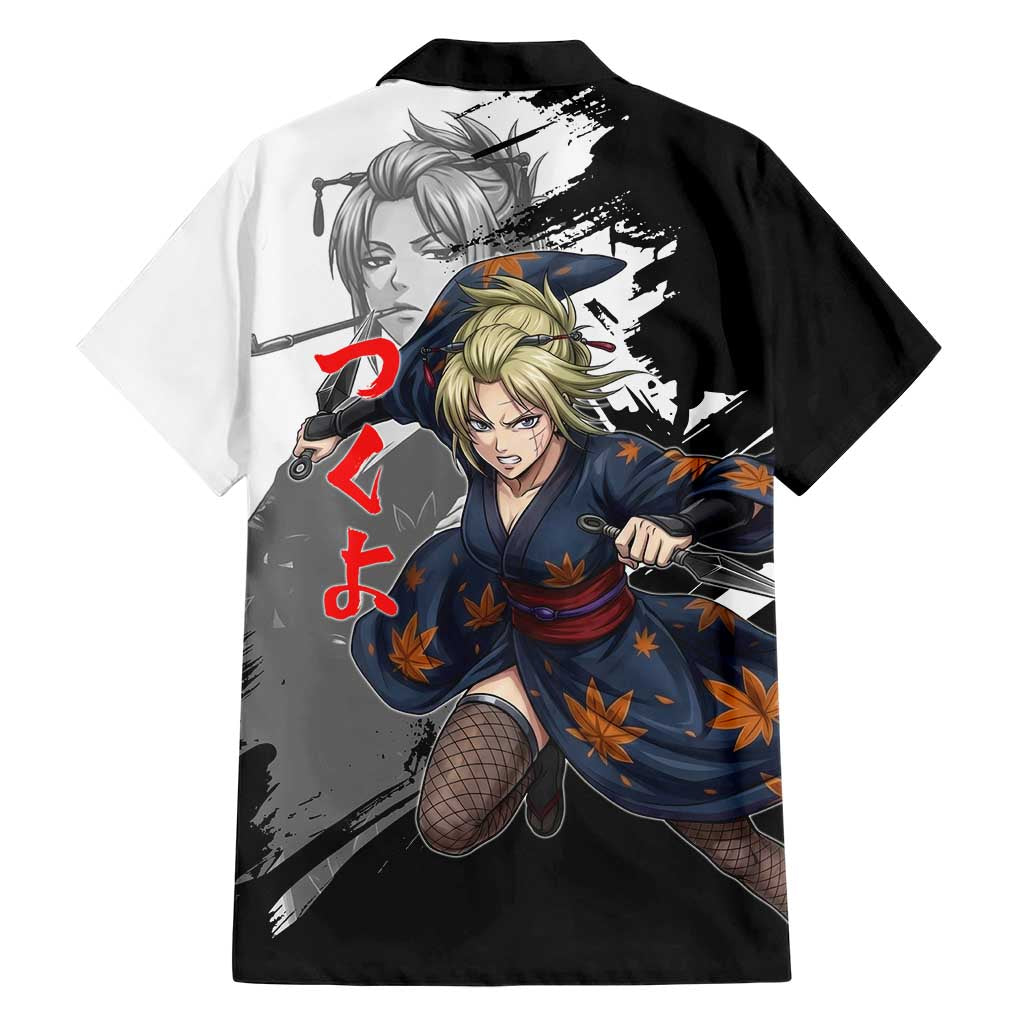 Tsukuyo Family Matching Summer Maxi Dress and Hawaiian Shirt Edo Shinobi Ink Brush Style