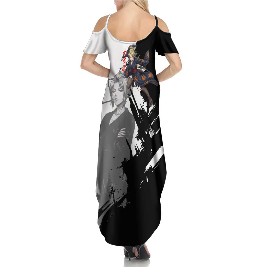 Tsukuyo Family Matching Summer Maxi Dress and Hawaiian Shirt Edo Shinobi Ink Brush Style