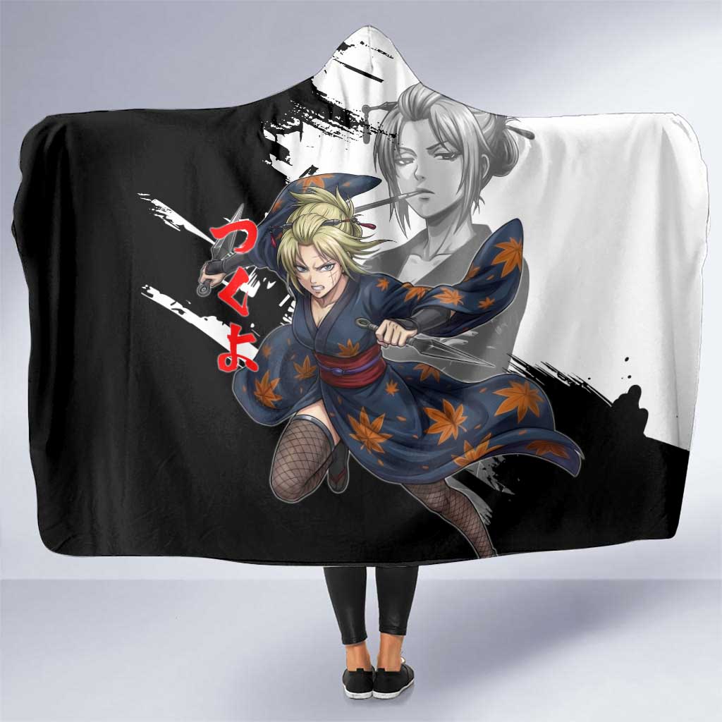 Tsukuyo Hooded Blanket Edo Shinobi Ink Brush Style
