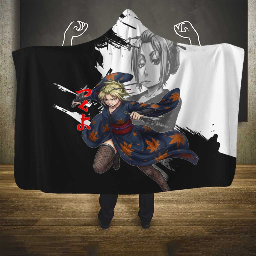 Tsukuyo Hooded Blanket Edo Shinobi Ink Brush Style