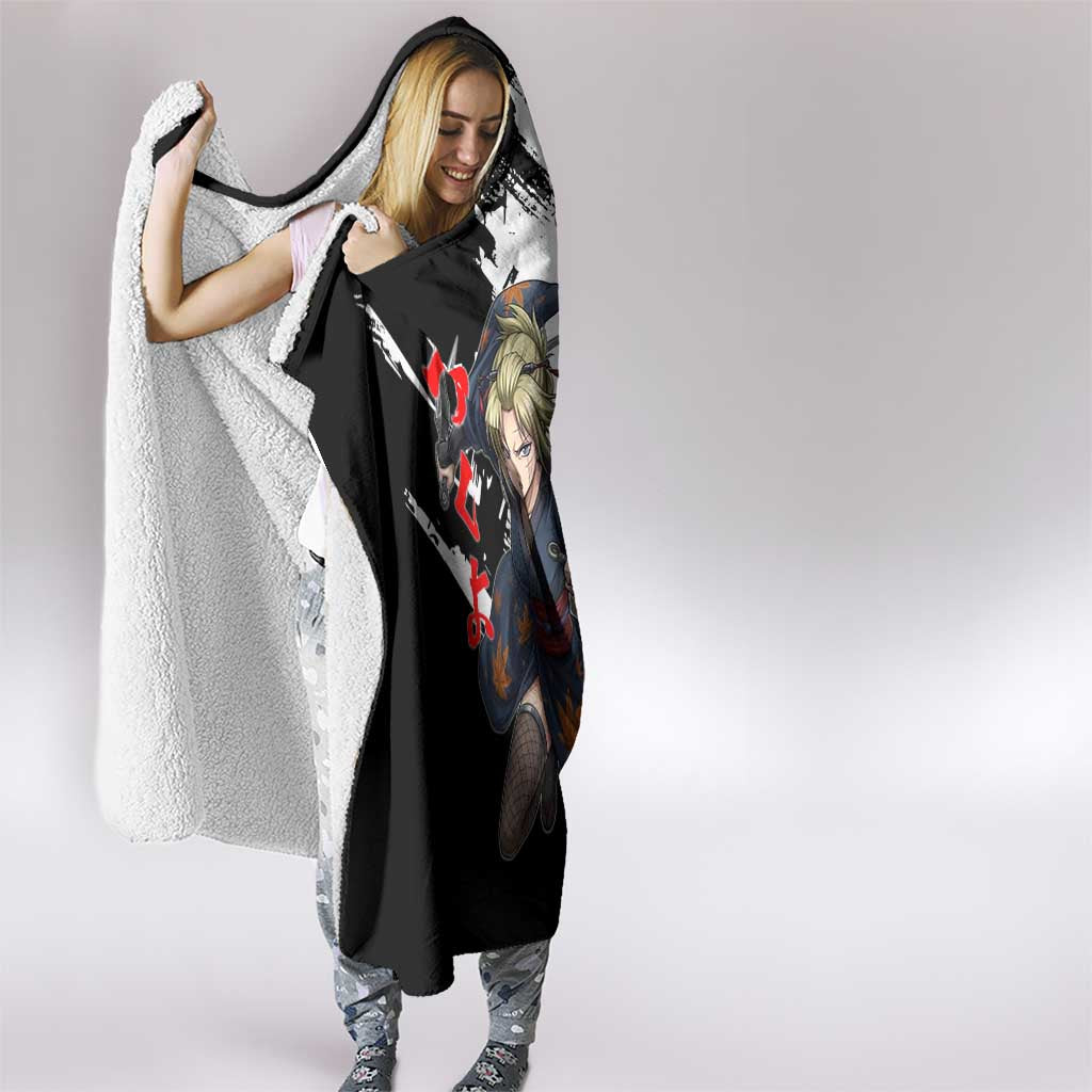 Tsukuyo Hooded Blanket Edo Shinobi Ink Brush Style
