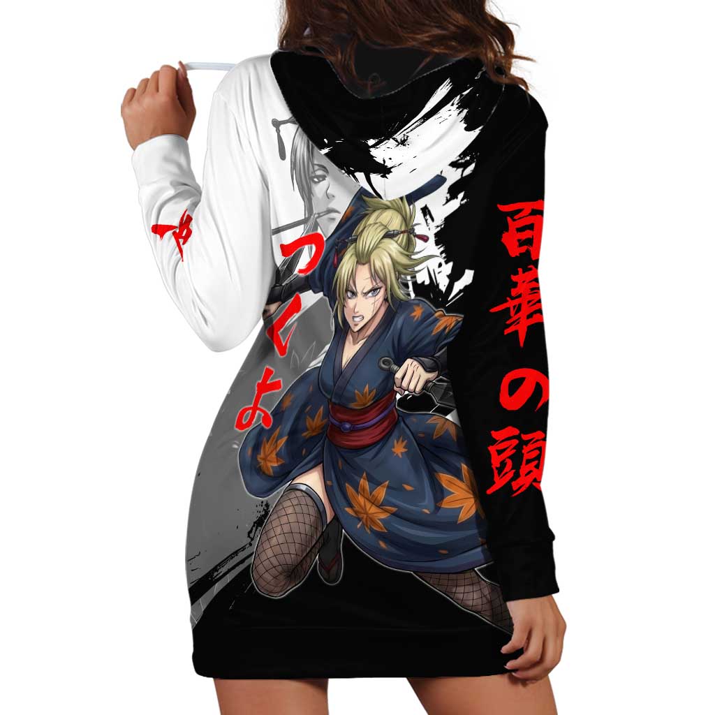 Tsukuyo Hoodie Dress Edo Shinobi Ink Brush Style